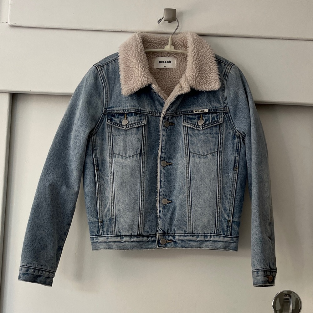 ROLLA'S Light Blue Denim Sherpa Jacket